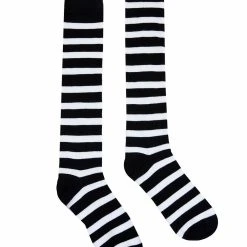 Spirit Halloween Black and White Knee-high Striped Socks