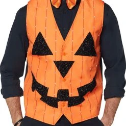 Spirit Halloween Light Up E.L Wire Pumpkin Vest -Cheap Trick Or Treat Hub Store 01384940 c