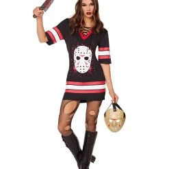 Spirit Halloween Adult Jason Voorhees Hockey Dress – Friday the 13th -Cheap Trick Or Treat Hub Store 01392695 b