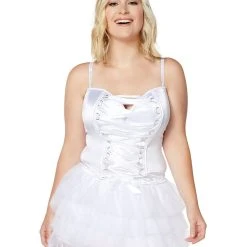 Spirit Halloween Front Lace-Up Corset - White -Cheap Trick Or Treat Hub Store 01394600 a