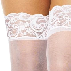Spirit Halloween White Lace Thigh High Stockings -Cheap Trick Or Treat Hub Store 01402809 c