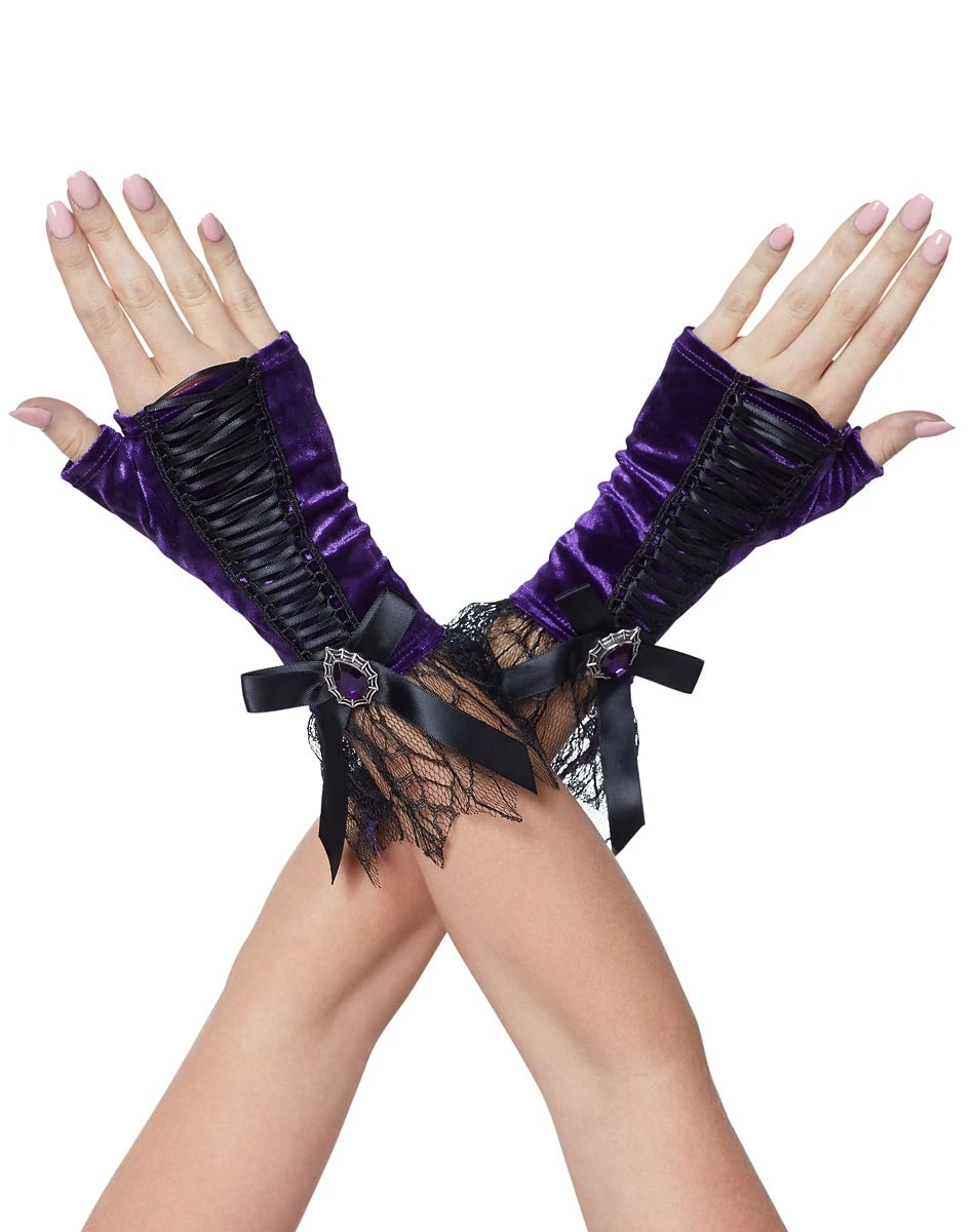 Spirit Halloween Purple Velvet Witch Gloves - Deluxe 1 Spirit Halloween Purple Velvet Witch Gloves - Deluxe
