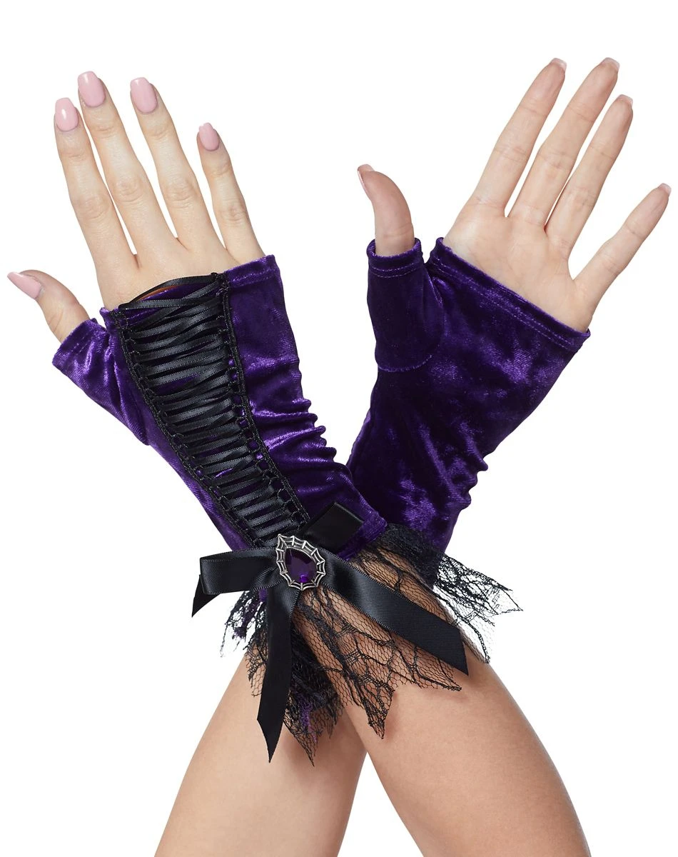 Spirit Halloween Purple Velvet Witch Gloves - Deluxe 2 Spirit Halloween Purple Velvet Witch Gloves - Deluxe - Image 2