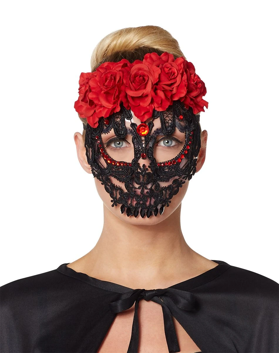 Spirit Halloween Lace Sugar Skull Half Mask 1 Spirit Halloween Lace Sugar Skull Half Mask