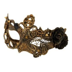 Spirit Halloween Gold Rose Steampunk Eye Half Mask -Cheap Trick Or Treat Hub Store 01411891 c