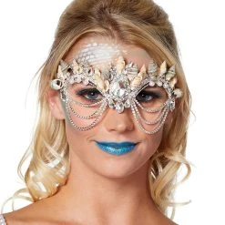 Spirit Halloween Mermaid Shell Diamond Eye Half Mask