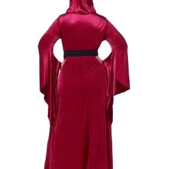 Spirit Halloween Burgundy Velvet Hooded Robe -Cheap Trick Or Treat Hub Store 01422393 b