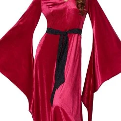 Spirit Halloween Burgundy Velvet Hooded Robe -Cheap Trick Or Treat Hub Store 01422393 c