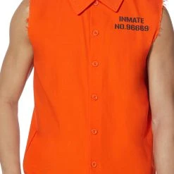 Spirit Halloween Adult Orange Inmate Shirt -Cheap Trick Or Treat Hub Store 01424308 c