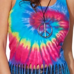 Spirit Halloween Tie Dye Fringe Tank Top -Cheap Trick Or Treat Hub Store 01425651 d