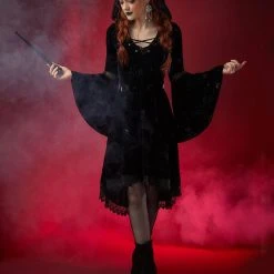 Spirit Halloween Celestial Coven Hooded Velvet Dress -Cheap Trick Or Treat Hub Store 01428283 c