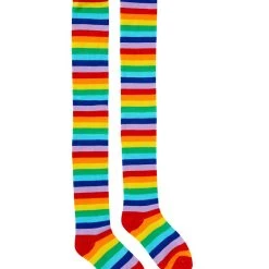 Spirit Halloween Rainbow Striped Thigh High Socks