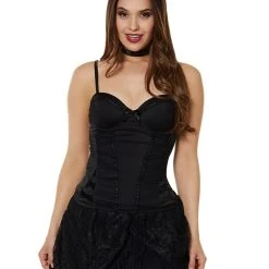 Spirit Halloween Black Beaded Lace Corset