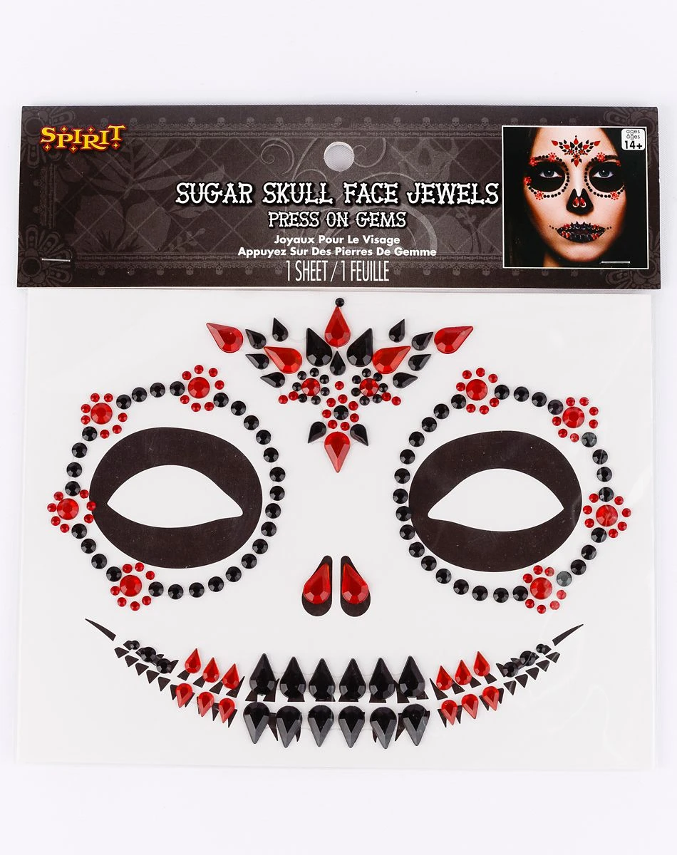 Spirit Halloween Sugar Skull Jewel Face Decal 1 Spirit Halloween Sugar Skull Jewel Face Decal
