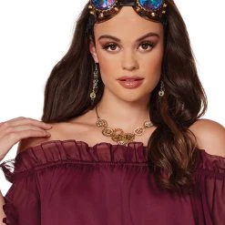 Spirit Halloween Adult Burgundy Ruffle Top -Cheap Trick Or Treat Hub Store 01434620 c