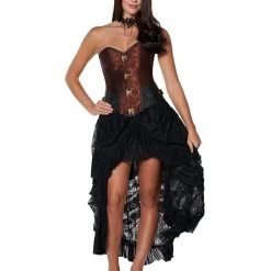 Spirit Halloween Brown Buckle Steampunk Corset -Cheap Trick Or Treat Hub Store 01438951 c