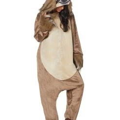 Spirit Halloween Adult Faux Fur Sloth Union Suit