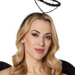Spirit Halloween Black Sequin Fallen Angel Halo