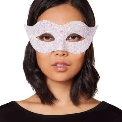 Spirit Halloween White Glitter Eye Half Mask