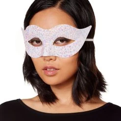 Spirit Halloween White Glitter Eye Half Mask -Cheap Trick Or Treat Hub Store 01450915 c
