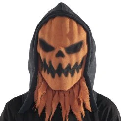 Spirit Halloween Pumpkin Burlap Hood Mask