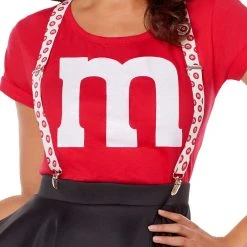 Spirit Halloween Adult Red M&M’S Costume Kit with Suspenders -Cheap Trick Or Treat Hub Store 01458538 c