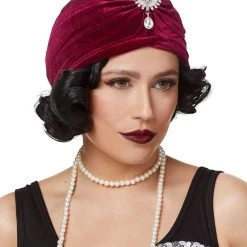 Spirit Halloween '20s Burgundy Gem Turban Head Wrap