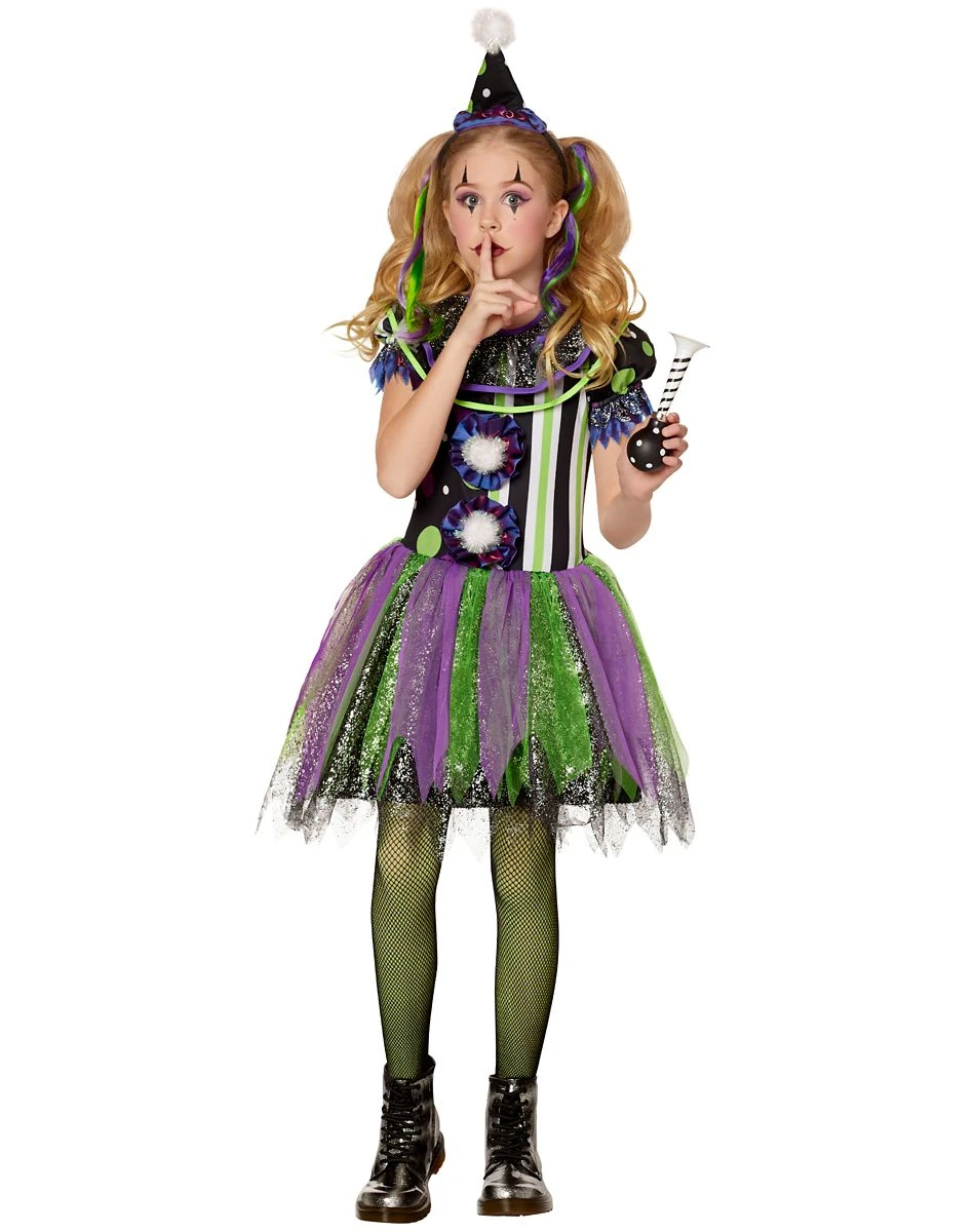 Spirit Halloween Kids Glow in the Dark Neon Clown Costume 1 Spirit Halloween Kids Glow in the Dark Neon Clown Costume