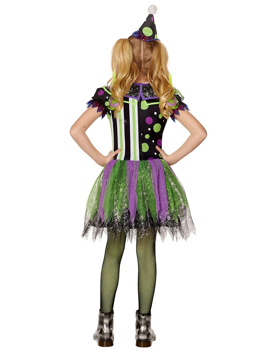 Spirit Halloween Kids Glow in the Dark Neon Clown Costume 2 Spirit Halloween Kids Glow in the Dark Neon Clown Costume - Image 2