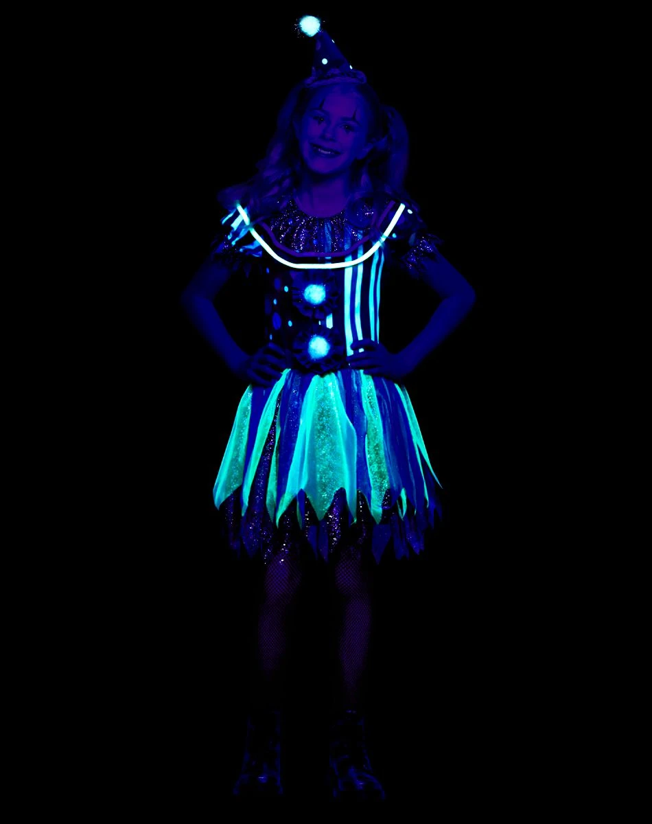 Spirit Halloween Kids Glow in the Dark Neon Clown Costume 3 Spirit Halloween Kids Glow in the Dark Neon Clown Costume - Image 3