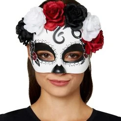 Spirit Halloween Day of the Dead Roses Half Mask