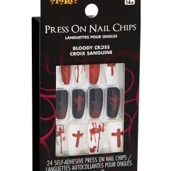 Spirit Halloween Bloody Cross Press On Nails -Cheap Trick Or Treat Hub Store 01474204 c