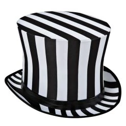 Spirit Halloween Black and White Striped Top Hat
