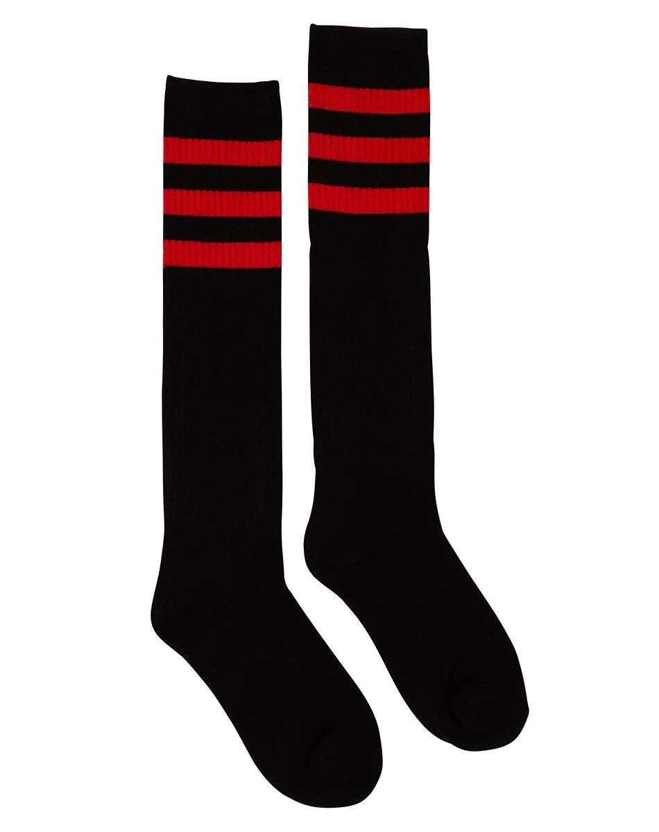 Spirit Halloween Black and Red Striped Knee High Sports Socks 1 Spirit Halloween Black and Red Striped Knee High Sports Socks