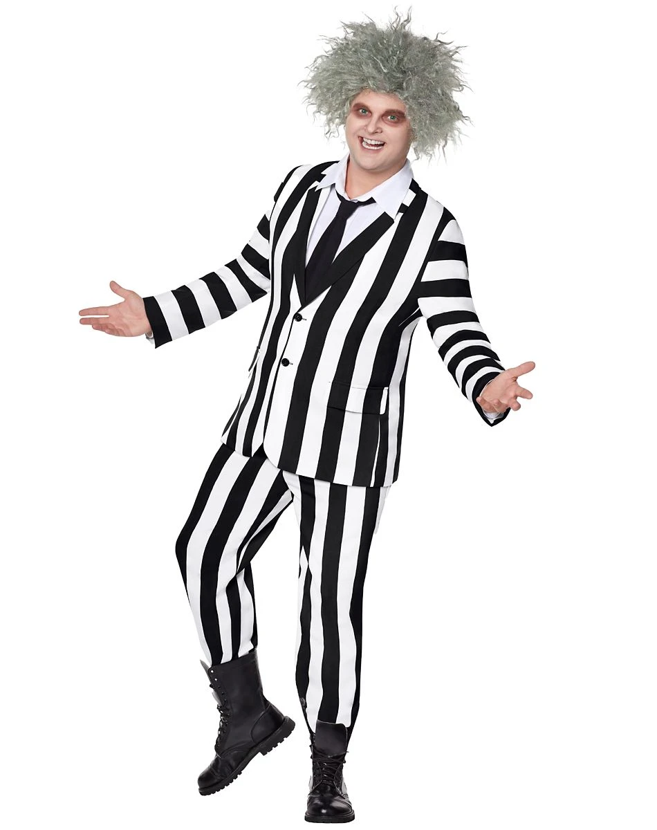 Spirit Halloween Adult Beetlejuice Striped Plus Size Suit 1 Spirit Halloween Adult Beetlejuice Striped Plus Size Suit