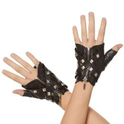 Spirit Halloween Studded Punk Rock Fingerless Gloves