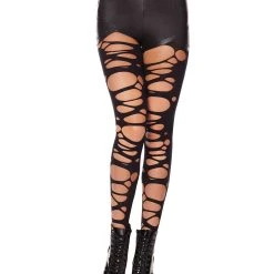 Spirit Halloween Black Punk Tattered Tights