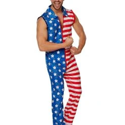 Spirit Halloween Adult Stars and Stripes Jumpsuit Costume