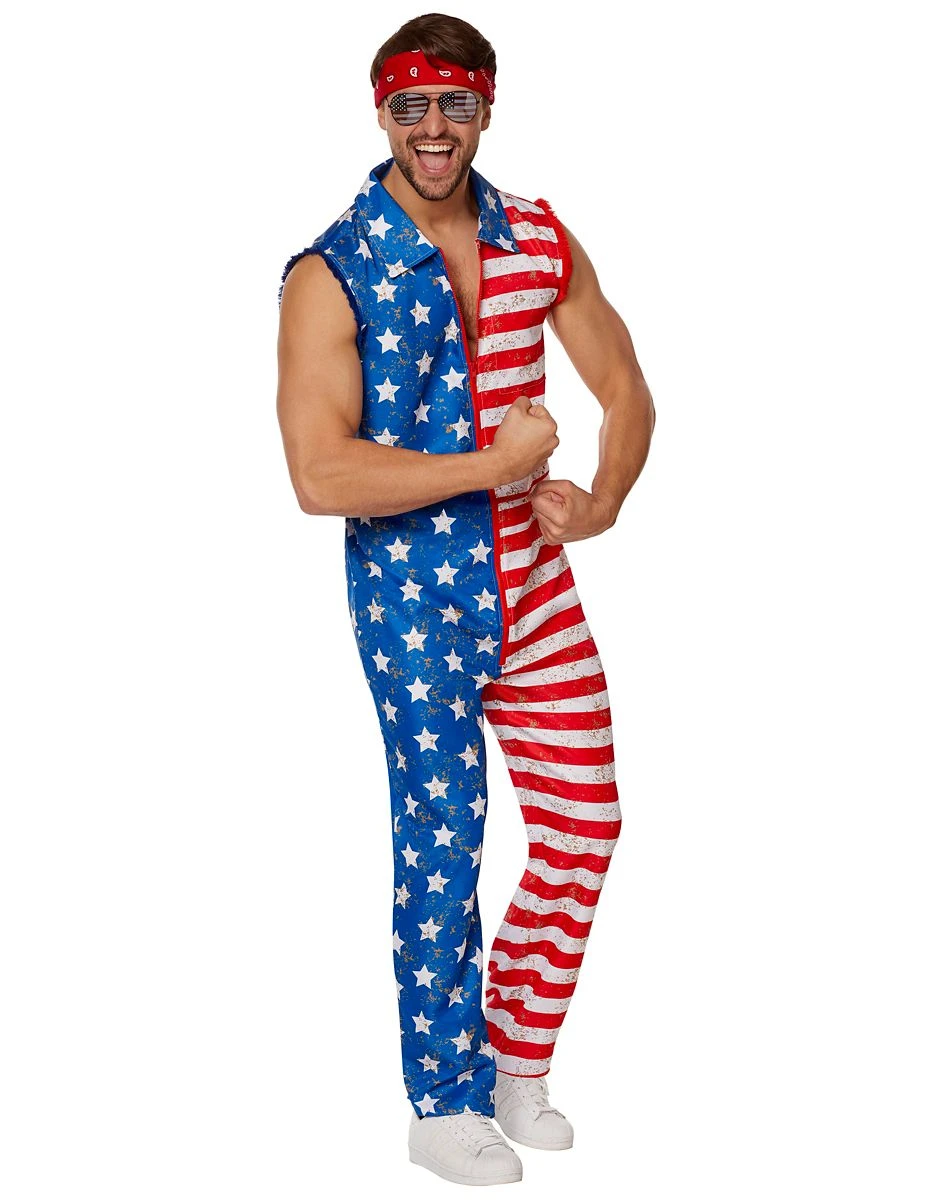 Spirit Halloween Adult Stars and Stripes Jumpsuit Costume 1 Spirit Halloween Adult Stars and Stripes Jumpsuit Costume