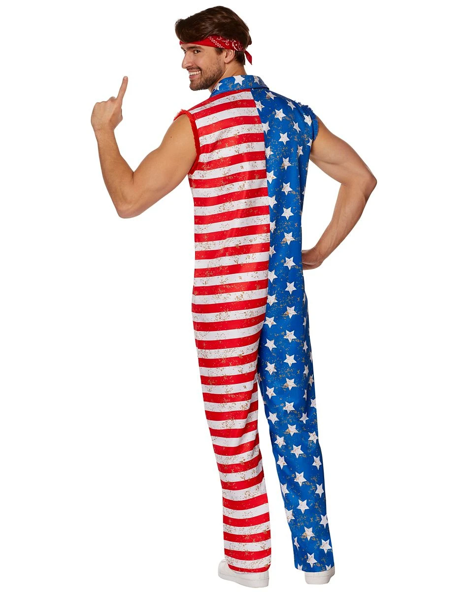Spirit Halloween Adult Stars and Stripes Jumpsuit Costume 2 Spirit Halloween Adult Stars and Stripes Jumpsuit Costume - Image 2