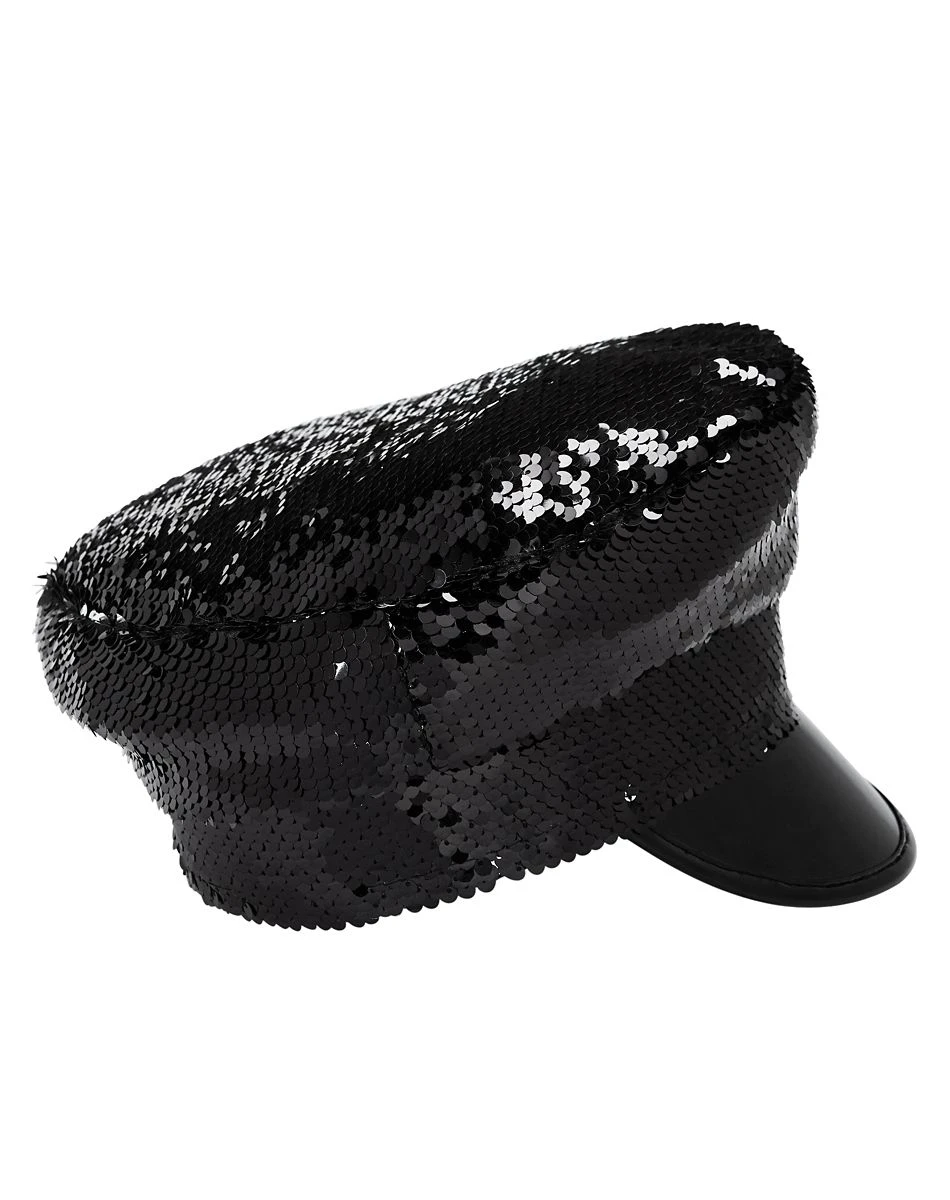 Spirit Halloween Black and Silver Reversible Sequin Hat 3 Spirit Halloween Black and Silver Reversible Sequin Hat - Image 3