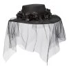 Spirit Halloween Black Veiled Day of the Dead Flower Hat