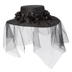 Spirit Halloween Black Veiled Day of the Dead Flower Hat -Cheap Trick Or Treat Hub Store 01507011 c