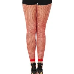 Spirit Halloween Red Footless Fishnet Tights -Cheap Trick Or Treat Hub Store 01518984 b