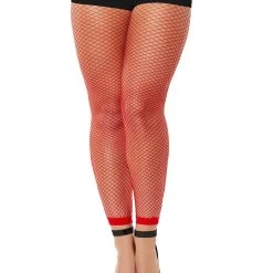 Spirit Halloween Red Footless Fishnet Tights -Cheap Trick Or Treat Hub Store 01518984 c