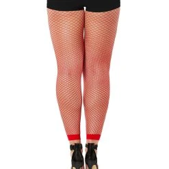Spirit Halloween Red Footless Fishnet Tights -Cheap Trick Or Treat Hub Store 01518984 d