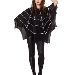 Spirit Halloween Adult Sequin Spider Web Poncho