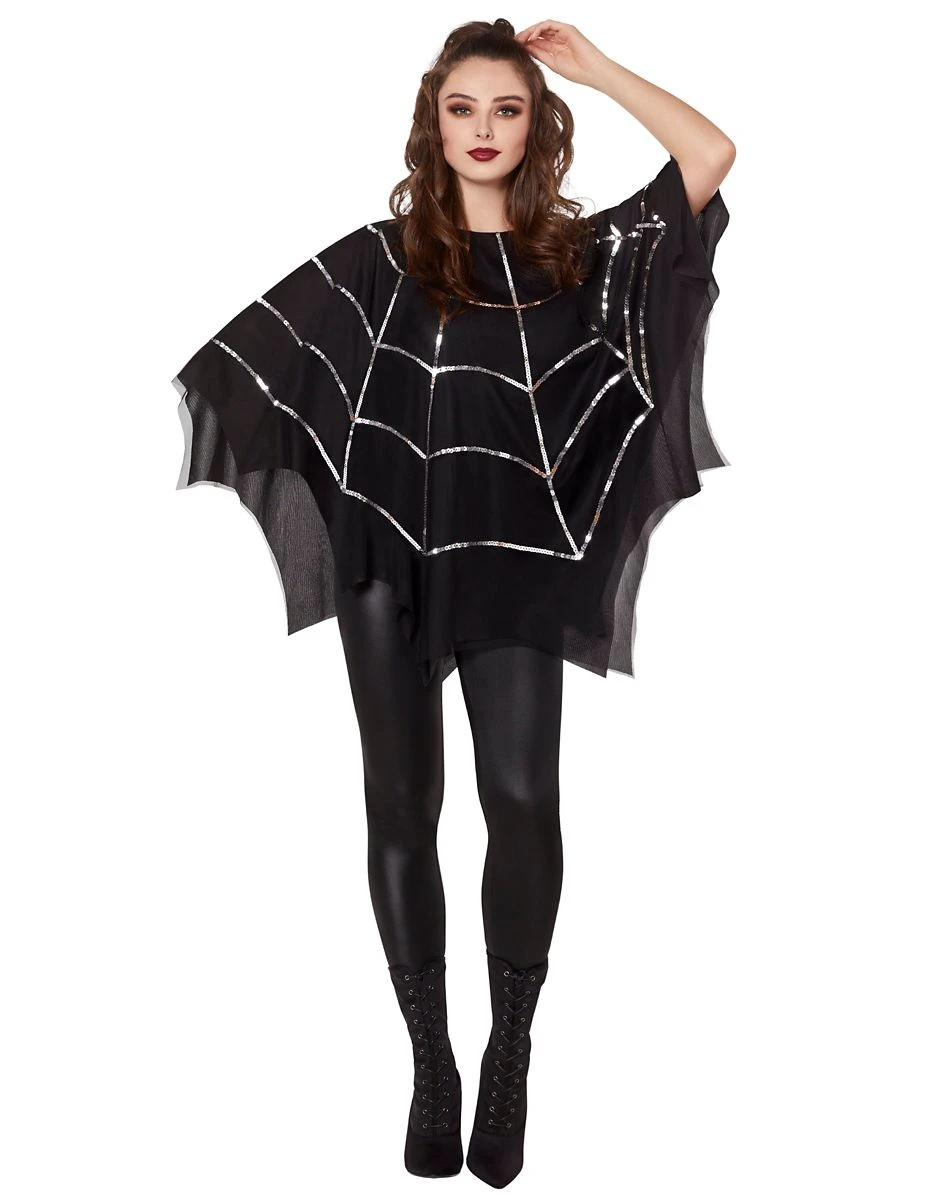 Spirit Halloween Adult Sequin Spider Web Poncho 1 Spirit Halloween Adult Sequin Spider Web Poncho