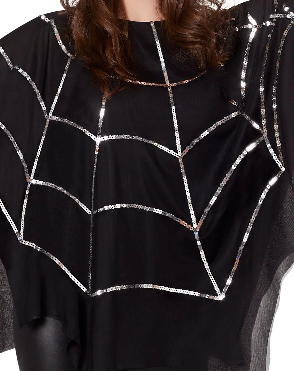Spirit Halloween Adult Sequin Spider Web Poncho 2 Spirit Halloween Adult Sequin Spider Web Poncho - Image 2