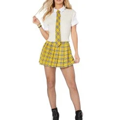 Spirit Halloween Adult Yellow Plaid Skirt